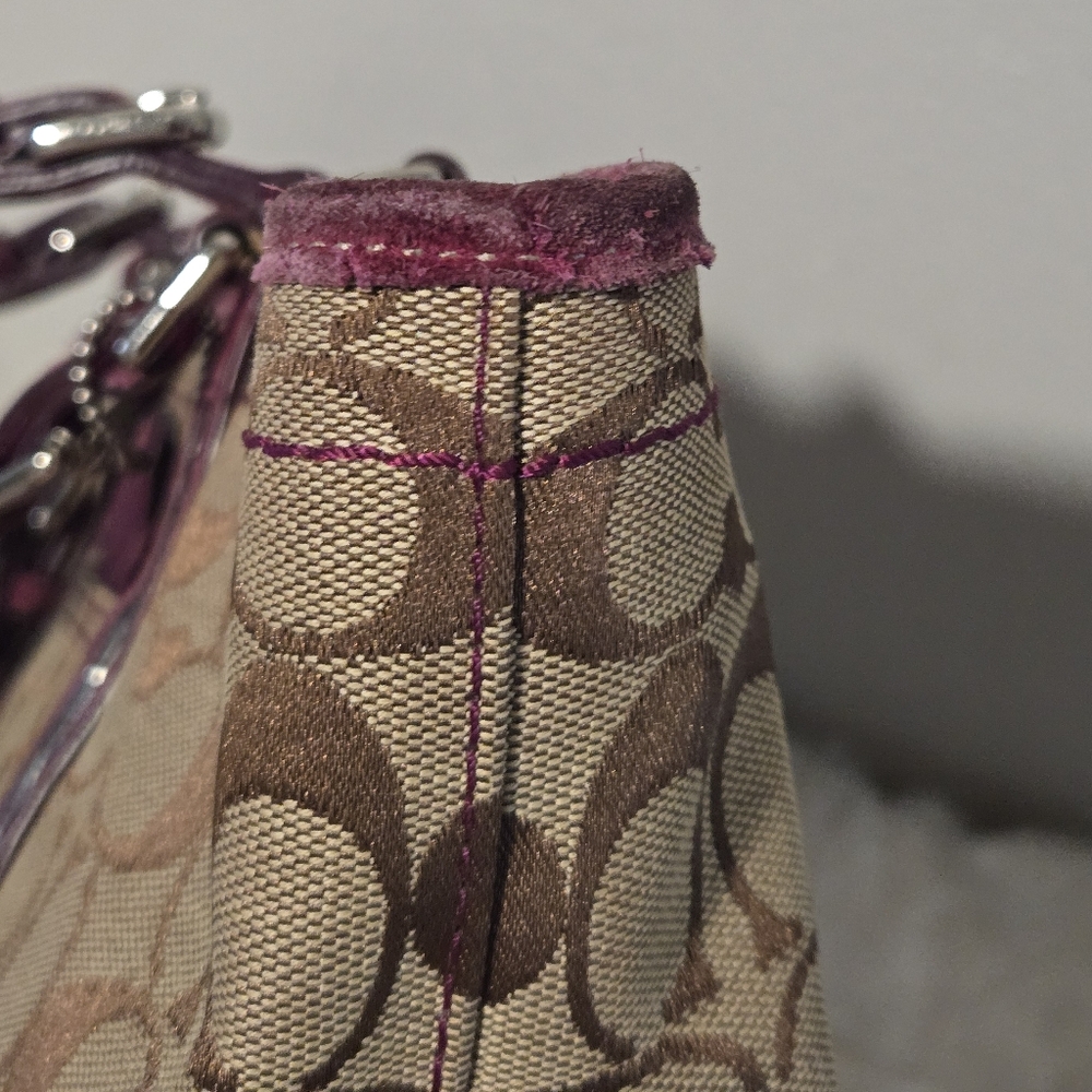 Coach Signature Canvas Tote Bag - Pink and Brown - Picture 12 of 14